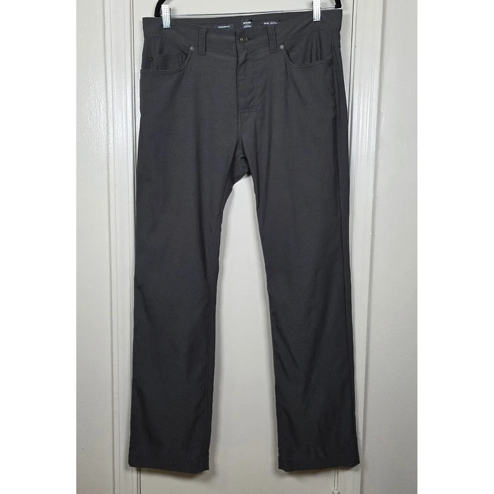 Prana Brion Pants Mens 34x32 Charcoal Gray Standard Fit Stretch Outdoor Hiking